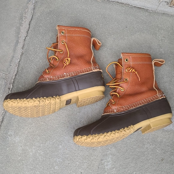 L.L.bean  flannel lined tumbled  leather  duck boo - Picture 11 of 16